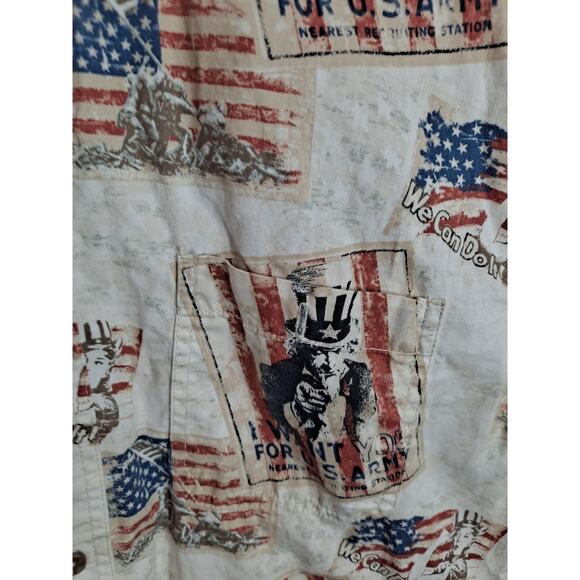American Legacy Men's Multicolor Uncle‎ Sam Short Sleeve Button-Up Shirt Size XL - Picture 3 of 7